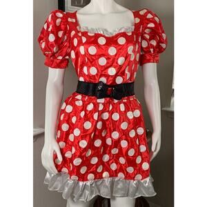 Disney's Adult Minnie Mouse red polka dot costume dress sz L 12-14